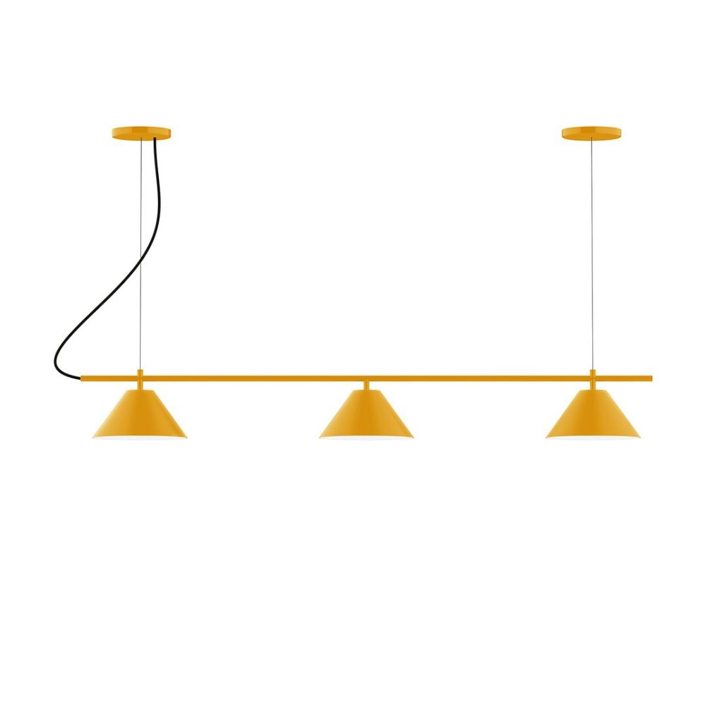 Montclair Lightworks CHA421-21 3-Light Linear Axis Chandelier Bright Yellow Finish